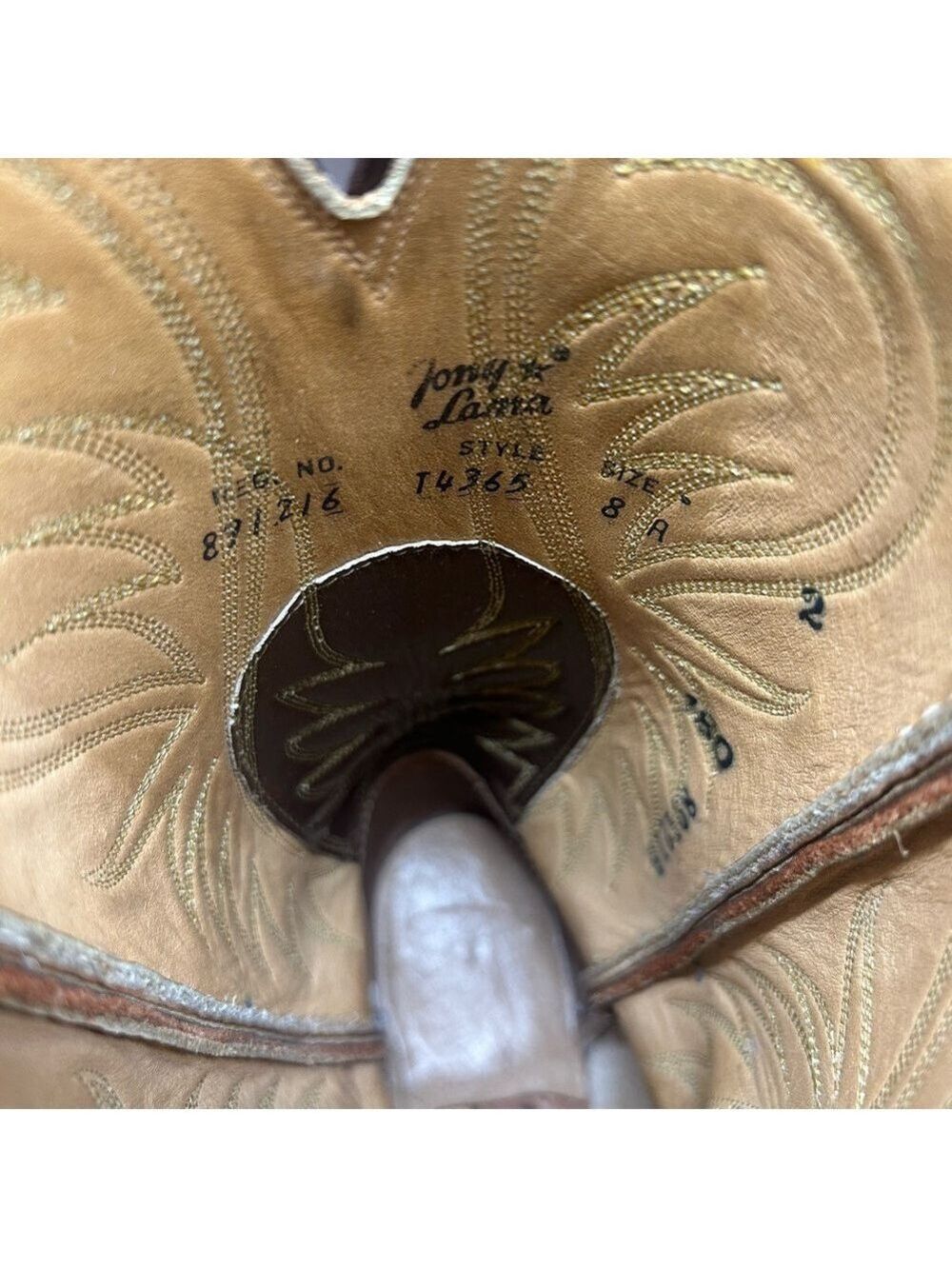 Tony Lama Womens Western Boots Sz 8A Brown Tan Leather Cowboy USA Made - Picture 6 of 7
